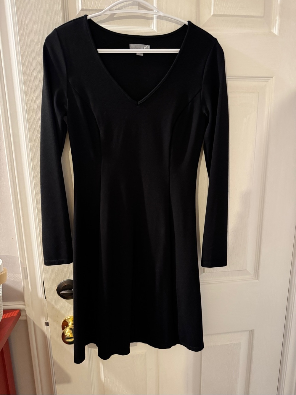 Sears Black Long Sleeve V-Neck Dress